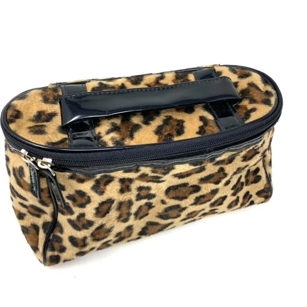 Lancome Animal Print Top Zip Makeup Cosmetic Bag Travel Storage NWOT